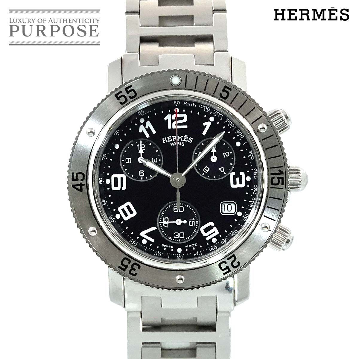 エルメス HERMES クリッパー ダイバー クロノグラフ CL2 910 ヴィンテージ メンズ 腕時計 デイト クォーツ 90281048