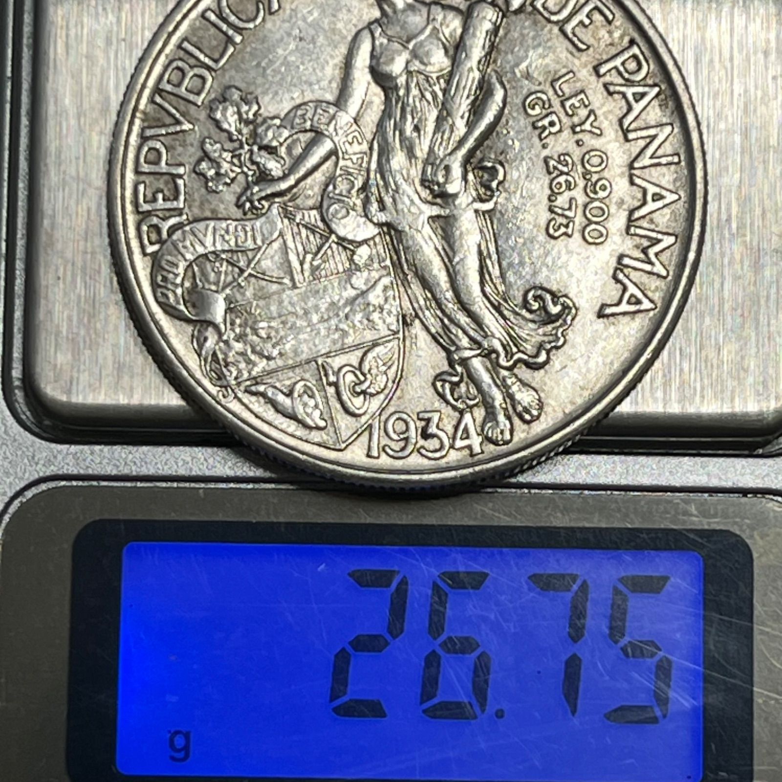 1934 パナマ 1バルボア 自由の女神と征服者の肖像・クラシック大型銀貨