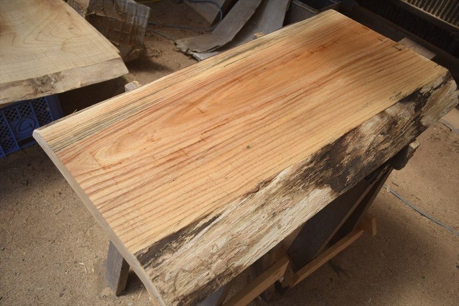 アウトレット ケヤキ 欅 の一枚板 長さ約96cm 幅約51～54cm 厚さ約6.4cm DIY用 Z673