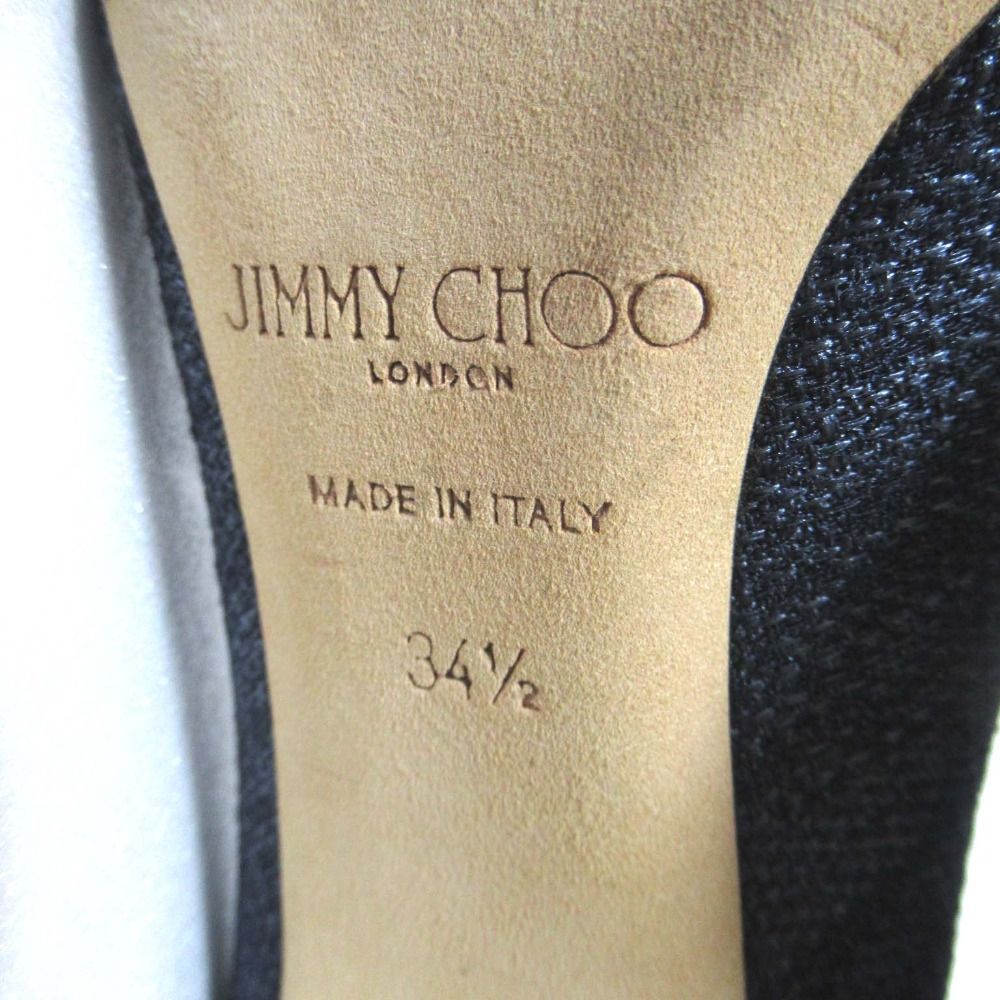 JIMMY CHOO ジミーチュウ チャンキーヒール パンプス サイズ34.5 約21.5cm ネイビー レディース 古着 KIN-KAAI_COM