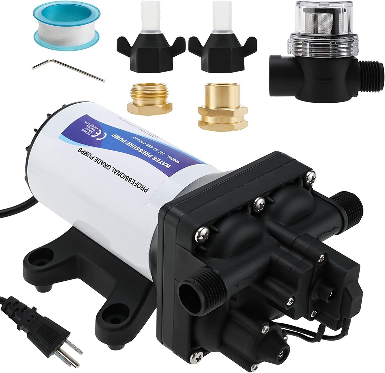 最大55PSI 20.8L|min ダイヤフラムウォーターポンプ キッチン 排水ポンプ バスルーム 給水 RV ボート Made ガーデン Amarine 家庭などに適用
