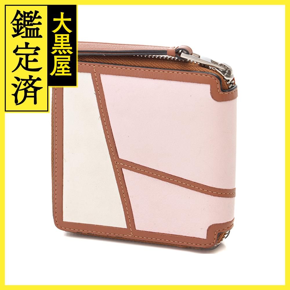 LOEWE ロエベ ラウンドファスナー二つ折り財布 パズル ブラウン/ピンク 