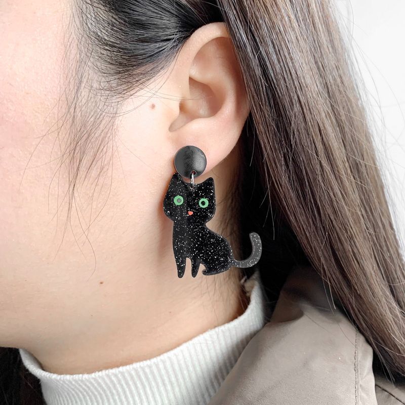 黒猫 ピアス ドクロ ユニーク アニマル ねこ 猫 キャット ネコ