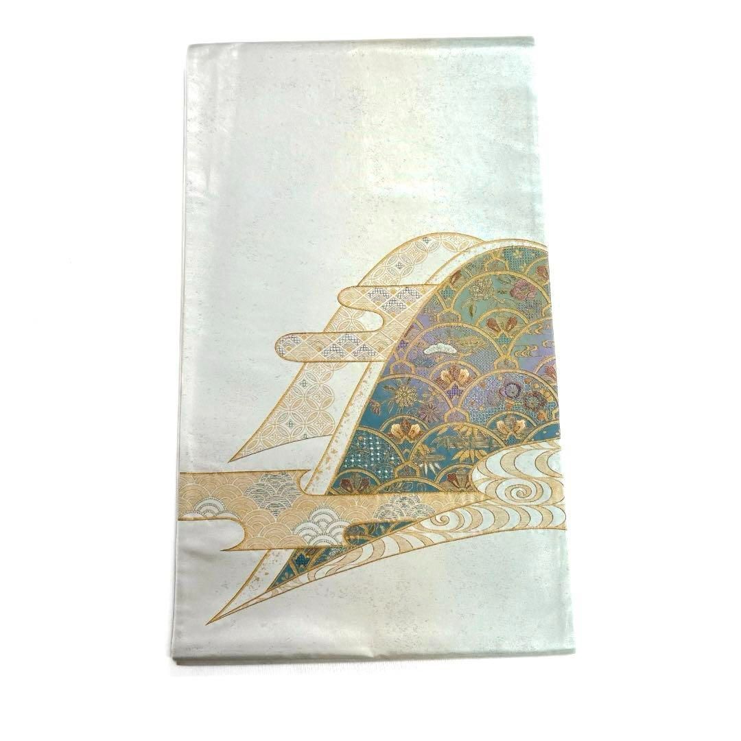 袋帯スワトウ刺繍相良刺繍青海波観世水花模様松竹梅着物013a d