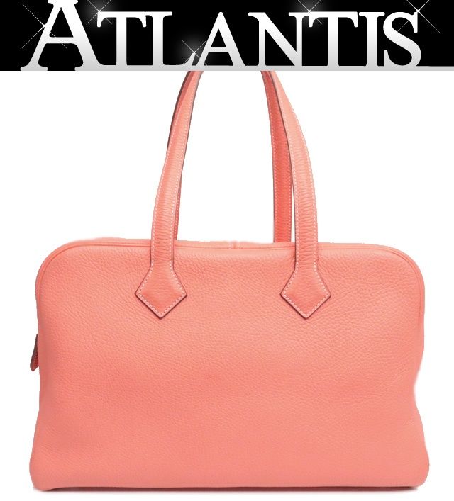 広尾店 エルメス HERMES ヴィクトリア35 ミニボストン トリヨンクレマンス ローズジャイプール SV金具 □Q刻印 2013年 17104