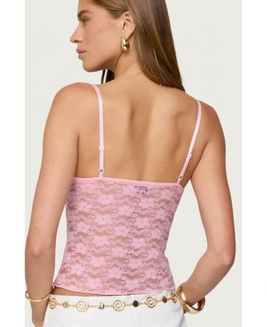 送料無料 アディクテッド レディース タンクトップ トップス Women s Eira Sheer Lace Tank Top Pink