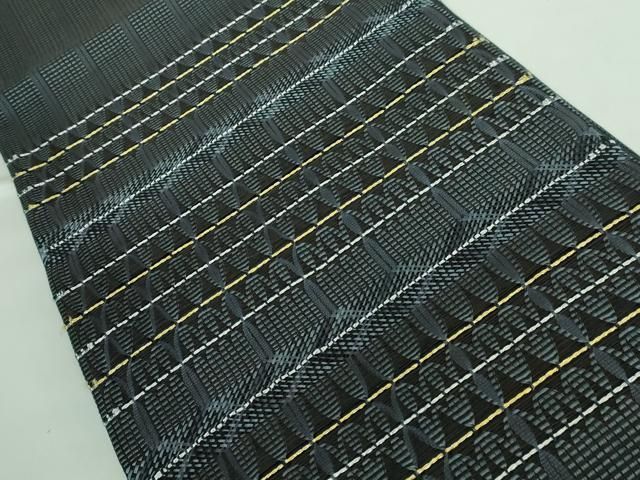 平和屋本店■極上　太鼓柄袋帯　組織　横段文　黒地　金銀糸　逸品　DZAA5888kh5 平和屋本店□極上 太鼓柄袋帯 組織 横段文 黒地 金銀糸 逸品