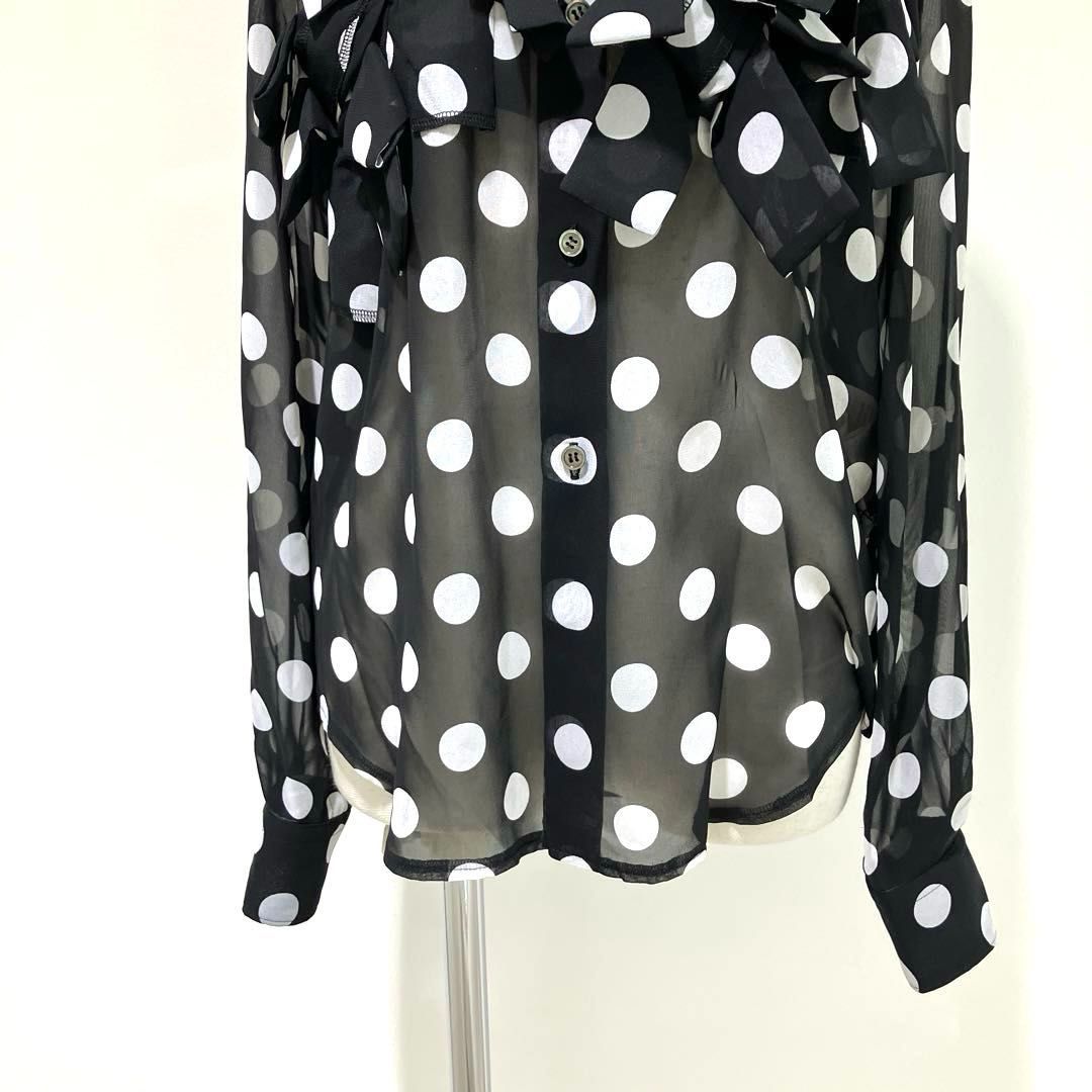 【希少】ブラックコムデギャルソン 丸襟ブラウス 水玉 コットン Mサイズ ドット コムデギャルソンコムデギャルソン 水玉ブラウス 希少】ブラック