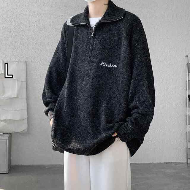 【お買い得，安い】 [L]春 コーデ メンズ 用 服 シンプル ファッション オシャレ 大人 かっこいい 紳士服 ニット セーター ポロシャツ ジップジャケット  カジュアル 通勤スタイル 重ね着コーデ ゆったりシルエッ その他