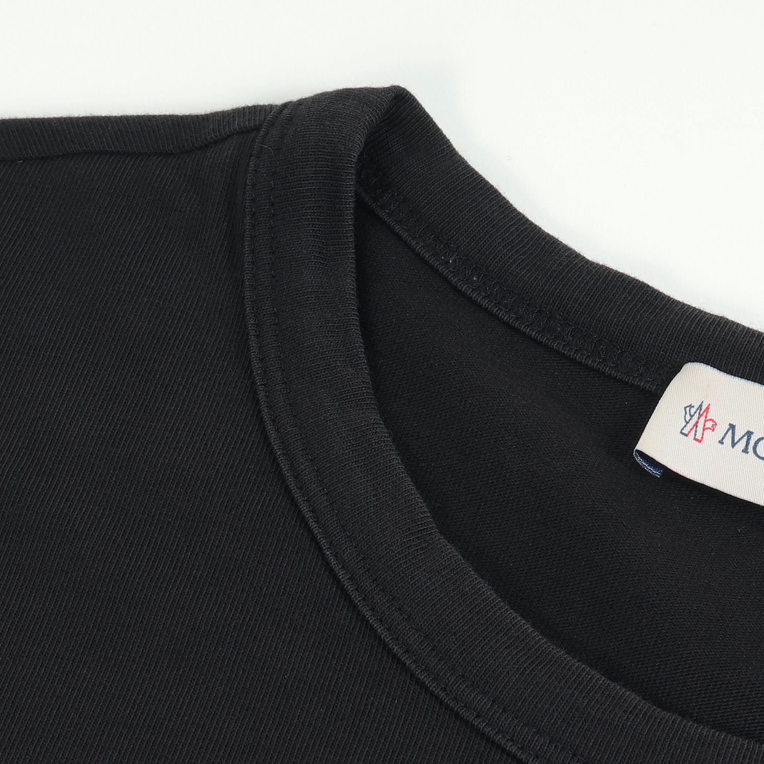 MONCLER ロングスリーブカットソー 黒 MONCLER モンクレール Tシャツ パネル メッシュ 切替 ロゴ
