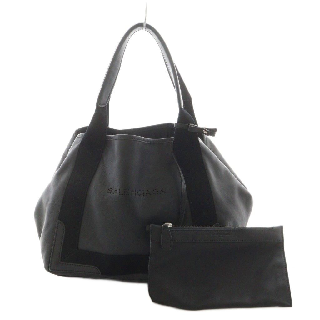 BALENCIAGA ブラック トートバッグ　ポーチ付き バレンシアガ ポーチ付 ネイビー カバ 339933 レザー トート