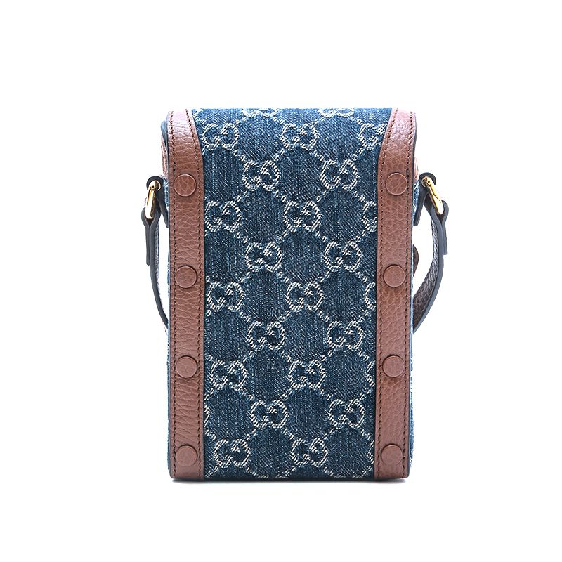 グッチ ホースビット スリム GG デニム ショルダーバッグ GUCCI - GUCCI ショルダーバッグ ホースビットスリム GGデニム