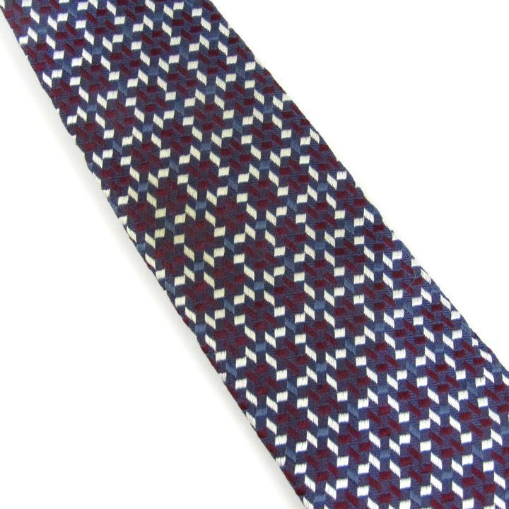HERMES エルメス ネクタイ 総柄 幾何学 ネイビー シルク100% HERMES エルメス 幾何学模様 ネクタイ ネイビー H柄 総柄 ビジネス