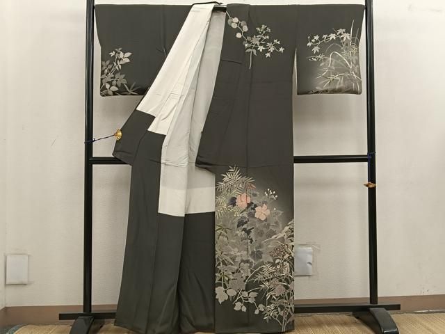 平和屋着物○訪問着 刺繍 草花文 暈し染め 金彩 正絹 逸品 CAAW8520yc
