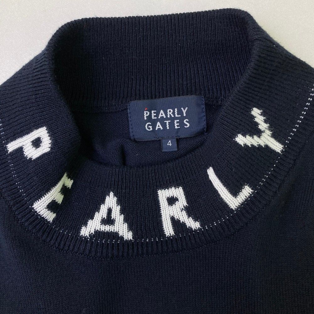 サイズ：4 PEARLY GATES パーリーゲイツ  ハイネック ニットセーター  ネイビー系 [240101298375] ゴルフウェア メンズ ストスト サイズ：4 PEARLY GATES パーリーゲイツ ハイネック ニット