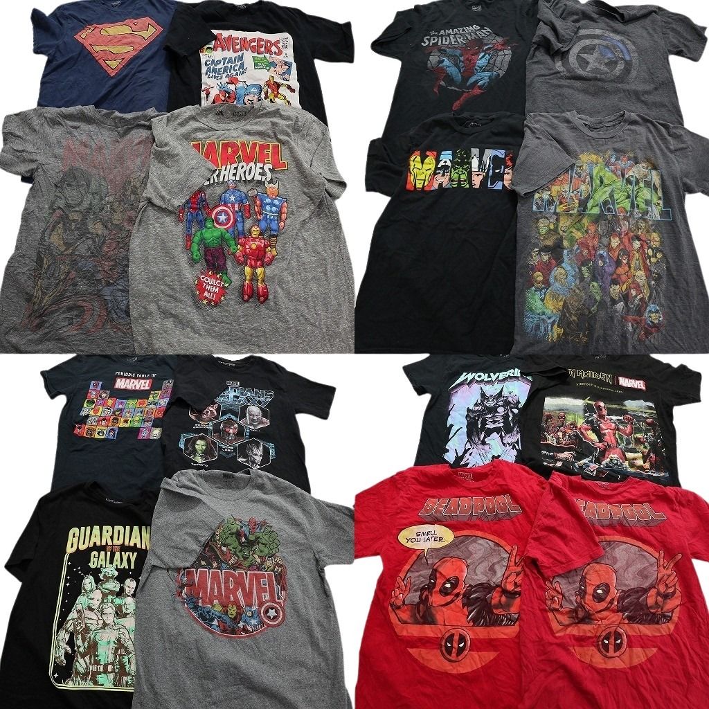 古着卸 マーベル 半袖Tシャツ 16枚セット メンズ Ｓ スーパーマン アヴェンジャーズ スパイダーマン 古着 NA1580