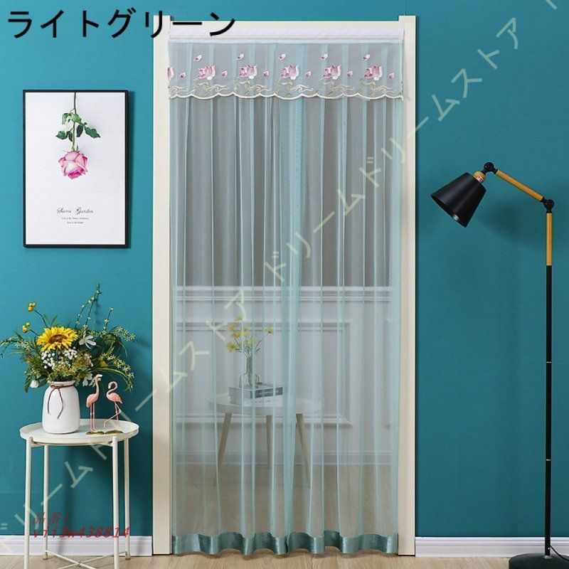 のれん レース フラワー柄 ロマンチック 姫系 ピンク 間仕切り 花柄