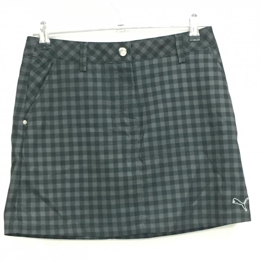 豊富な，低価 【超美品】プーマ スカート 黒×グレー ギンガムチェック 内側インナーパンツ ストレッチ USRDRY レディース M ゴルフウェア PUMA スカート