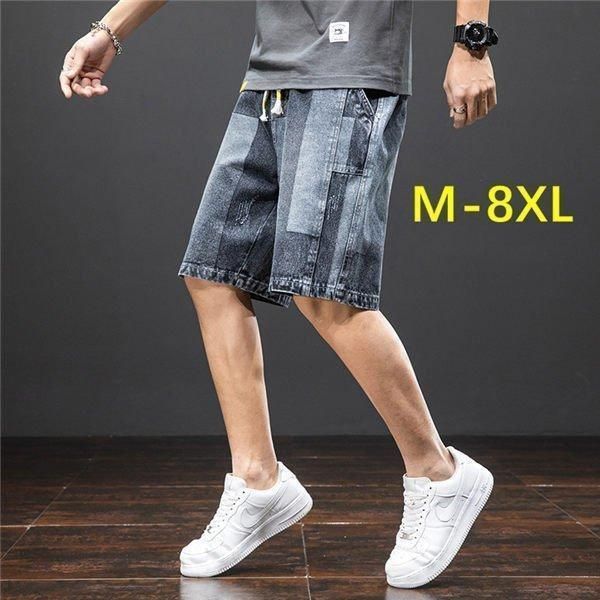 ショートパンツ メンズ デニムパンツ 夏ズボン 大きいサイズ 8XL 大きいサイズ 8XL ジーパン ジーンズ 海パン 色むら ショート丈 膝上 春夏