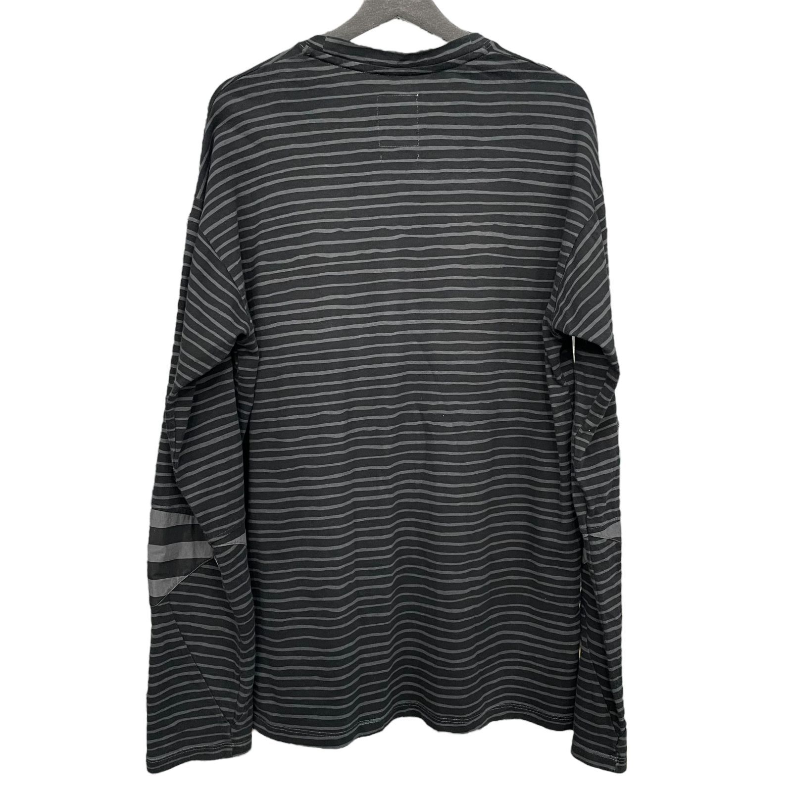 NAPAPIJRI】MARTINE ROSE BORDER L/S TEE BLACK GREY マーティンローズ