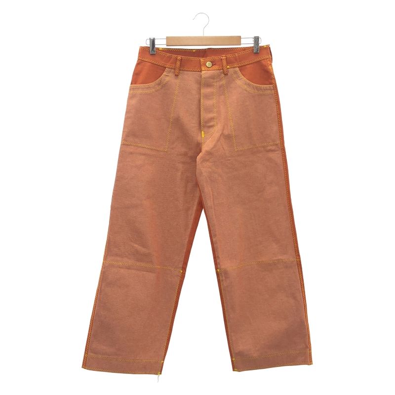 osakentaro ワークパンツ サイズF オレンジ ジグザグステッチ 91
