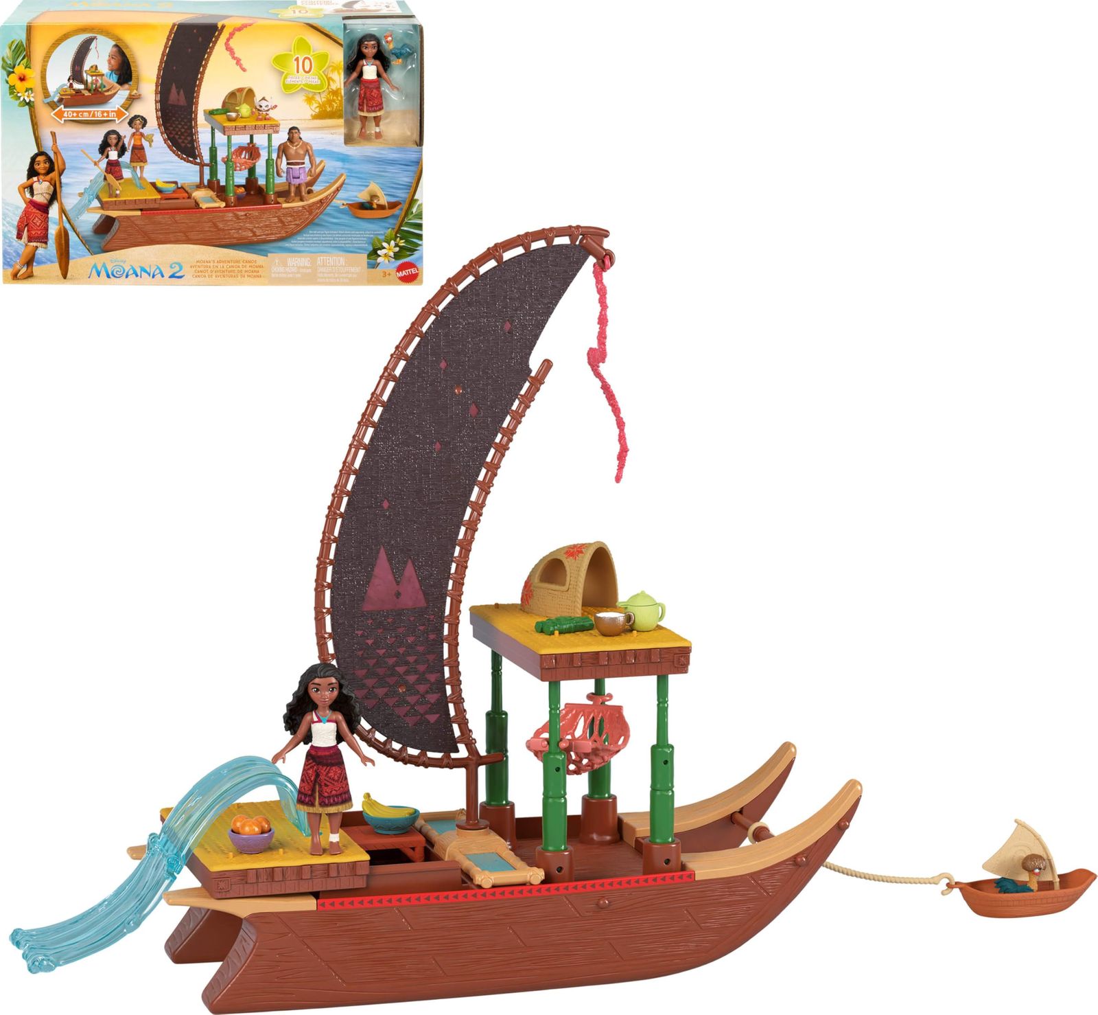 Mattel (マテル) ディズニー モアナ おもちゃ モアナの冒険 カヌープレイセット フローティングカヌー付き モアナの小さな人形 キャラクターフレンド1個 遊び場6個 アクセサリー10個 
