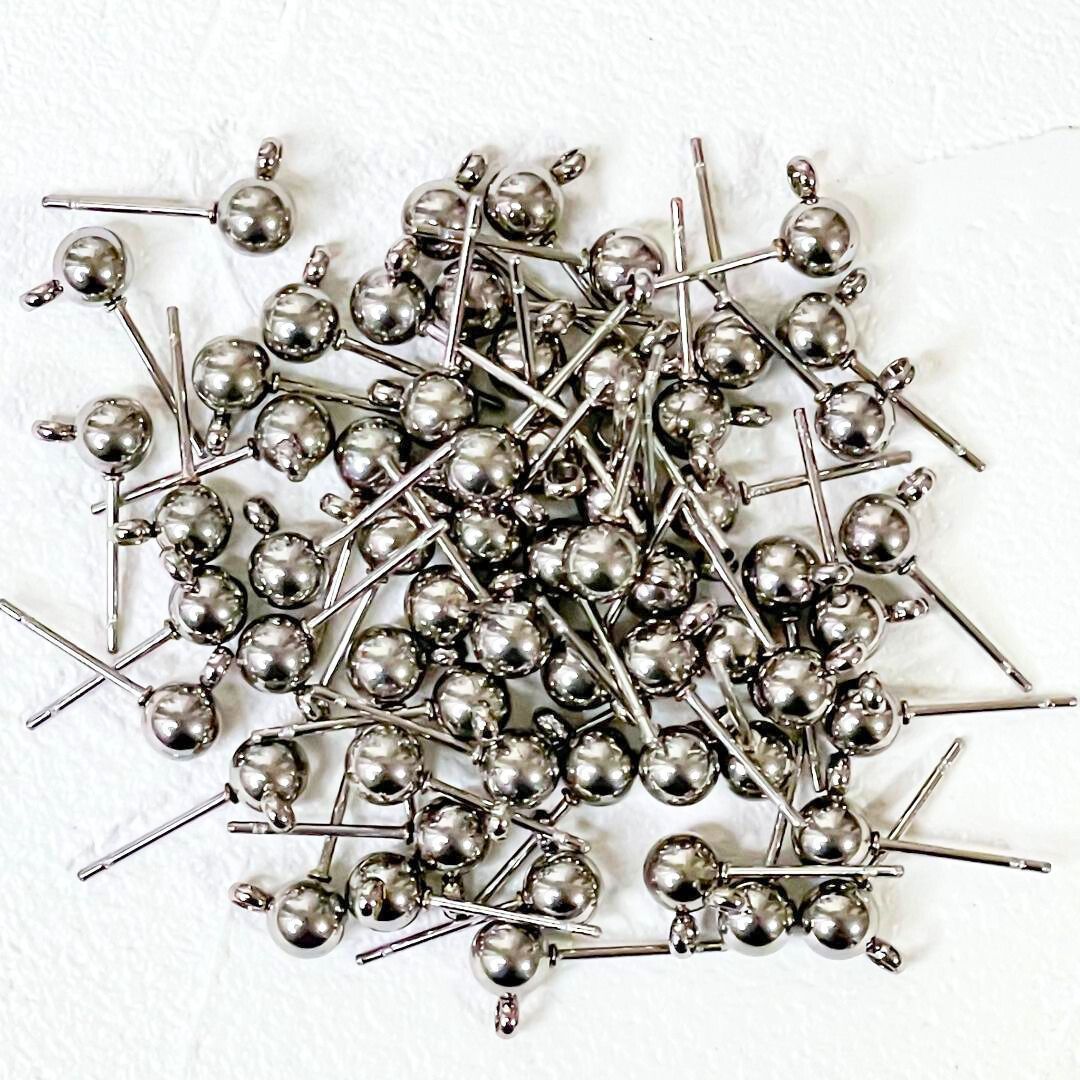 スタッド ピアス金具 ゴールド 100個 SUS316L サージカルステンレス スタッドピアス金具 サージカルステンレス カン付き パーツ シルバー
