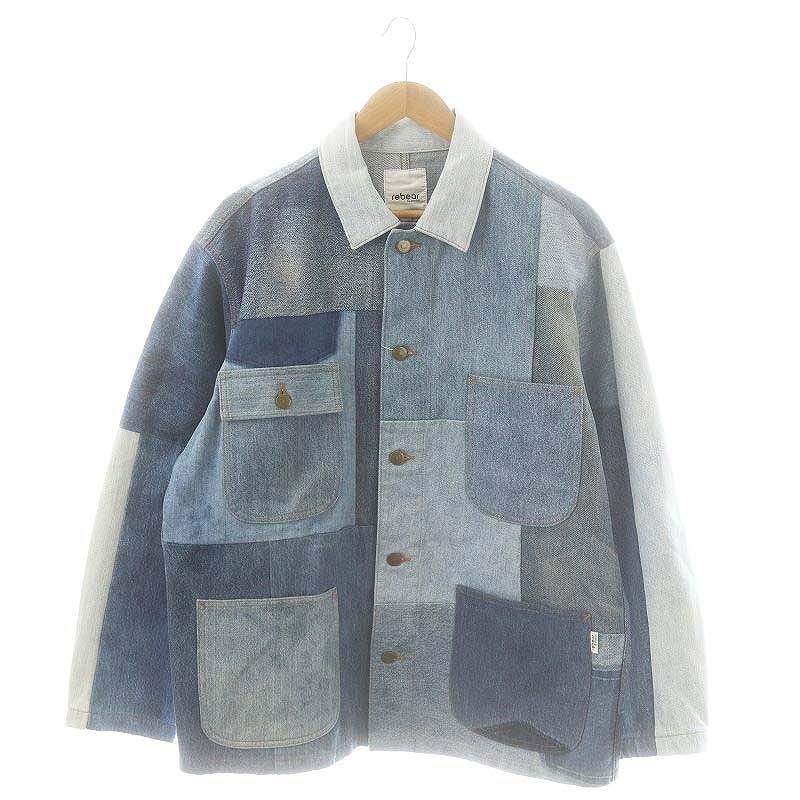 ジョンブル JOHNBULL rebear by Johnbull 24AW パッチワークカバーオールジャケット デニム M ブルー |ES OS