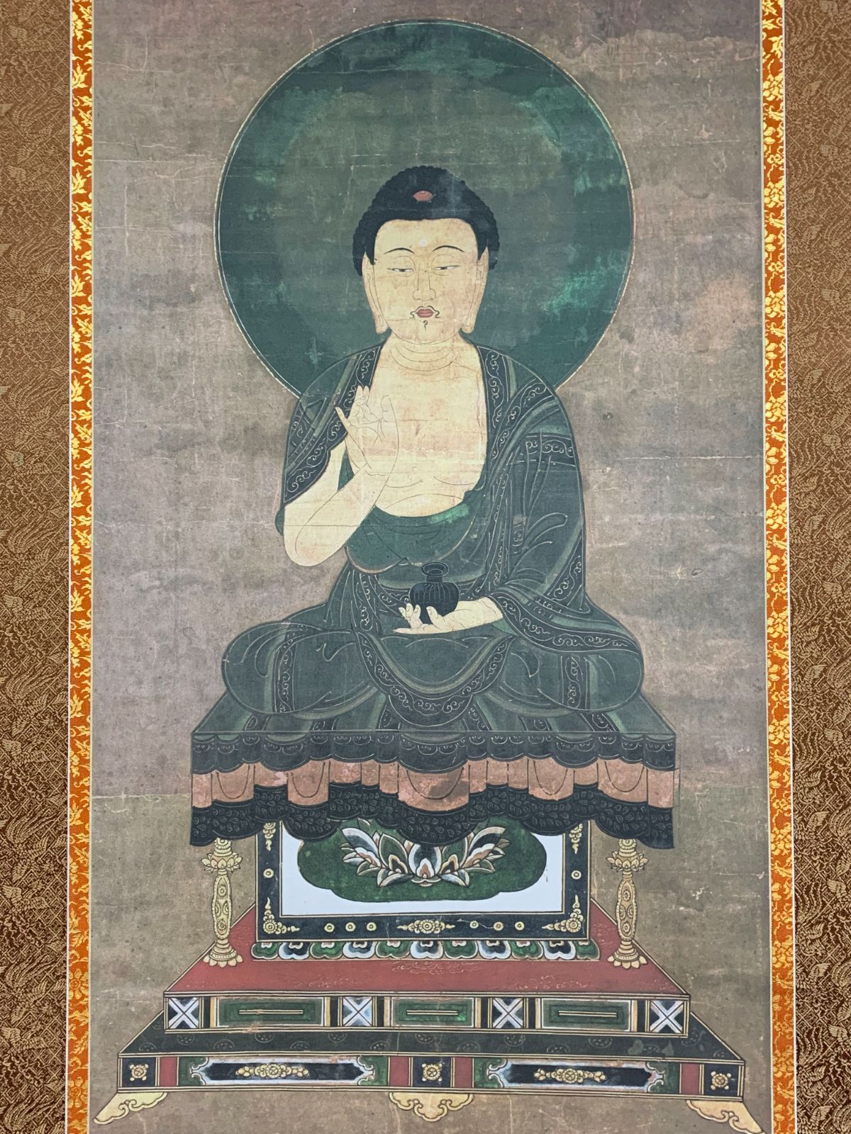 掛け軸 37 仏画仏教美術 釈迦如来像図 播州薬師霊場御本尊軸 薬師琉璃光如来 工芸 茶掛 掛軸