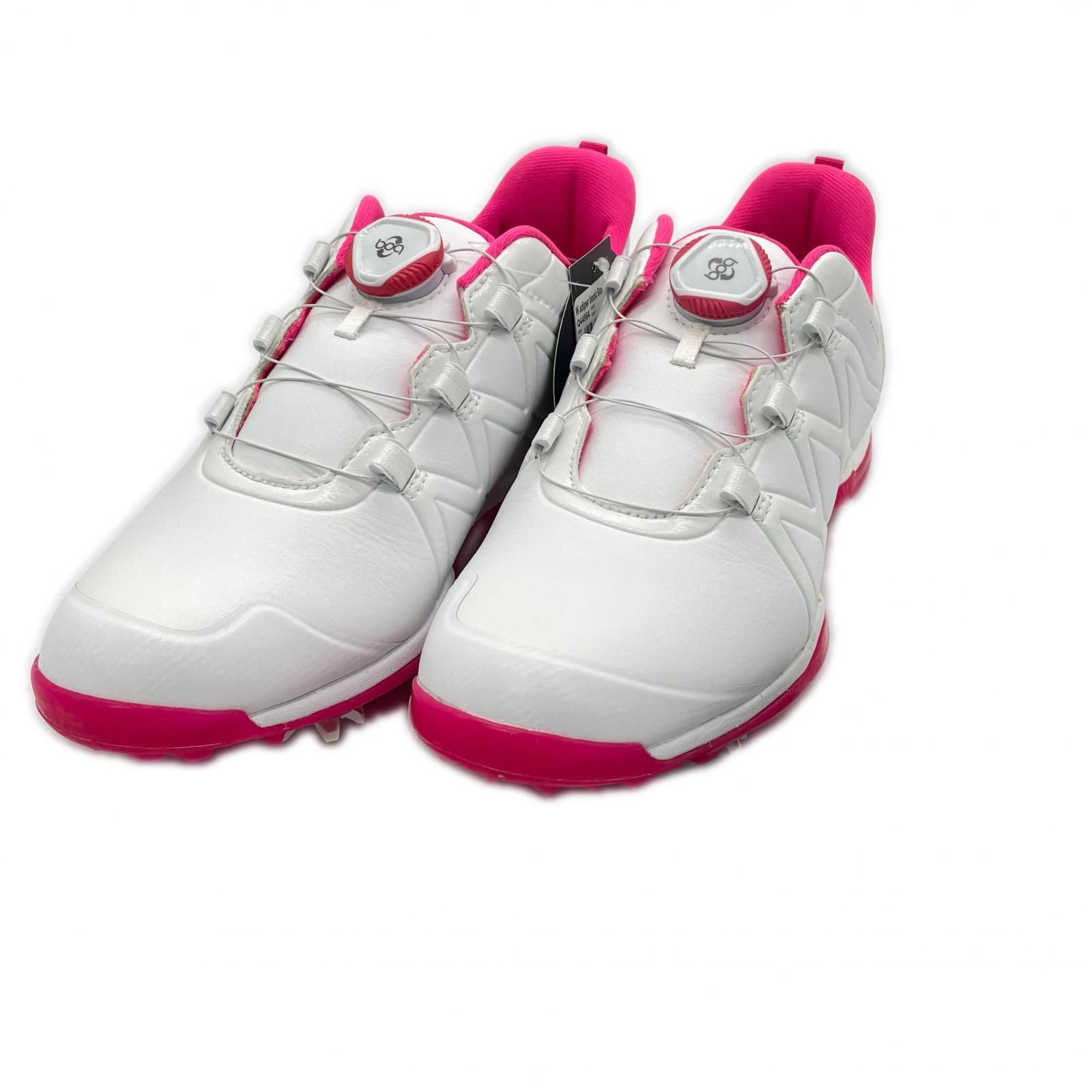 ♥品 アディダスゴルフ adidas GOLF ゴルフシューズ 24.5cm ホワイト×ピンク アディパワー ブースト ボア Q44864