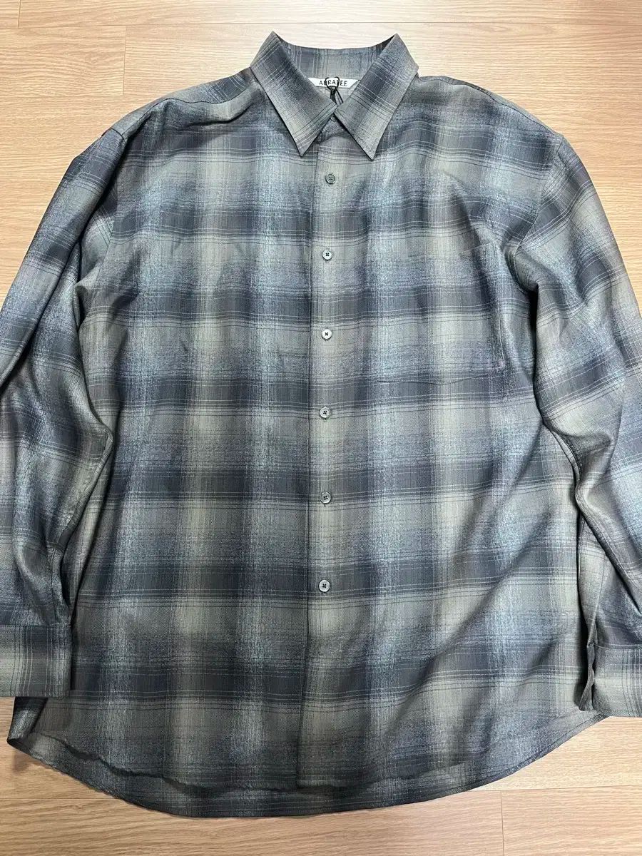 AURALEE(オーラリー) 24aw ウール チェック シャツ チャコールグレー 