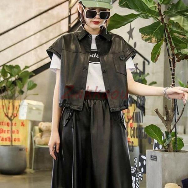 S·E·XproducebyAngromania レディース　本革ベスト 春夏秋冬 本革 ベスト レディース レザーベスト ラム革 おしゃれ