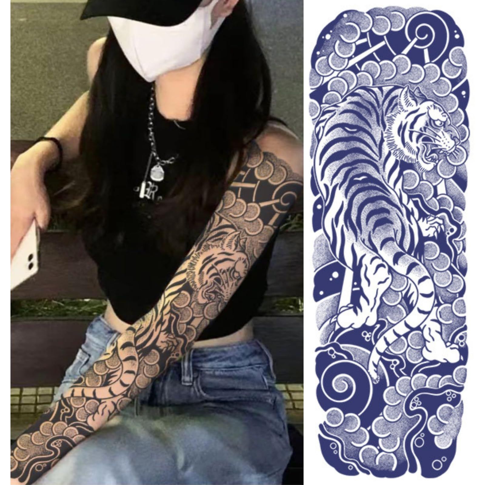 タトゥー シール 虎 龍 大きめ タトゥー お試し付き 新品未使用 セット タトゥー シール 虎 龍 大きめ タトゥー お試し付き 新品未使用 セット