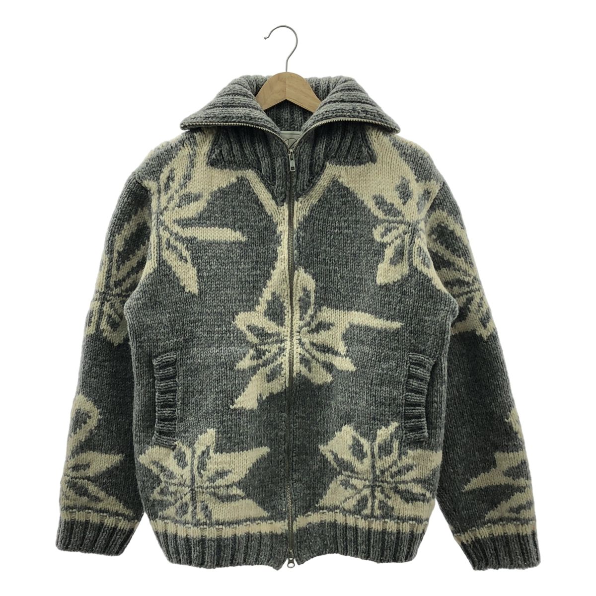 Pillings / ピリングス | ウール カウチン ニット ジャケット | グレー