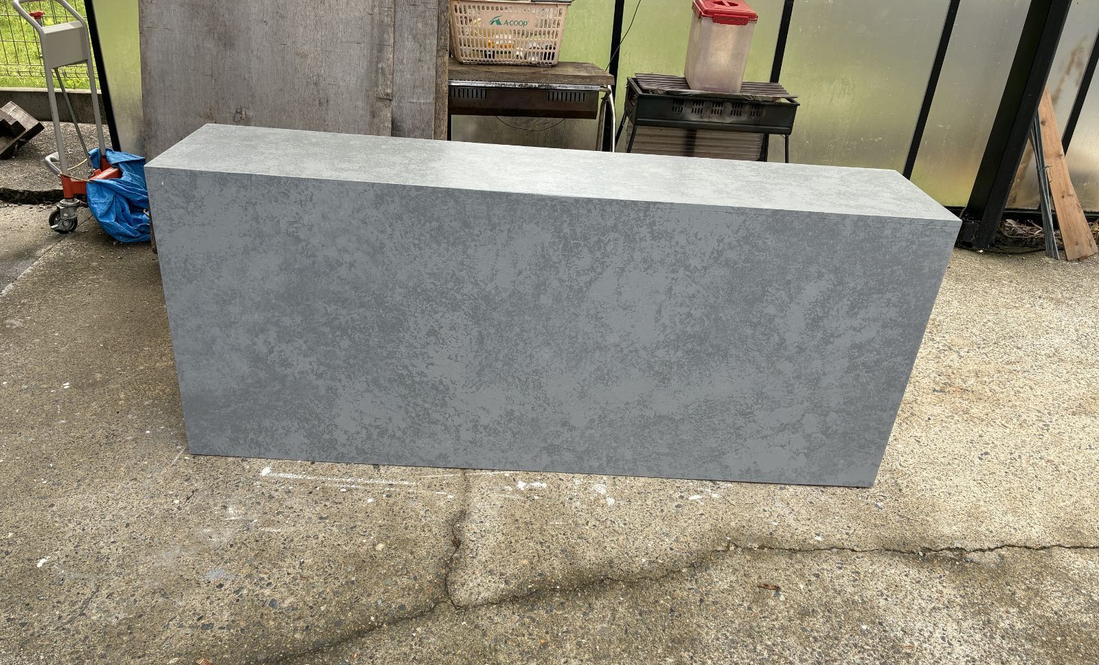 受注製作 箱型 グレーストーン柄 石目 モルタル 受付カウンターテー レジカウンタ- 1700 店舗 ネイル 美容室 MARWIL-DEMENAGEMENTS_CH