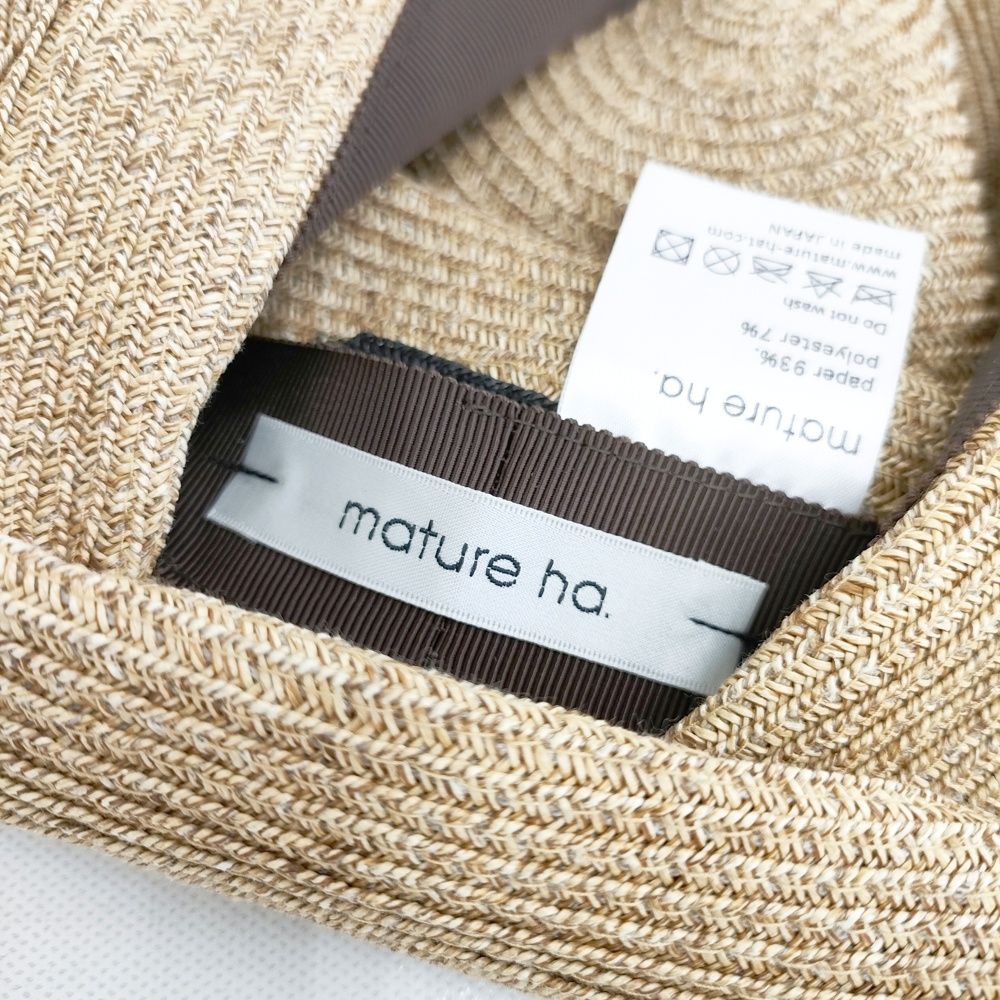 mature ha. M ベージュ mature ha.(マチュアーハ)のボックスドハット 11cmブリム