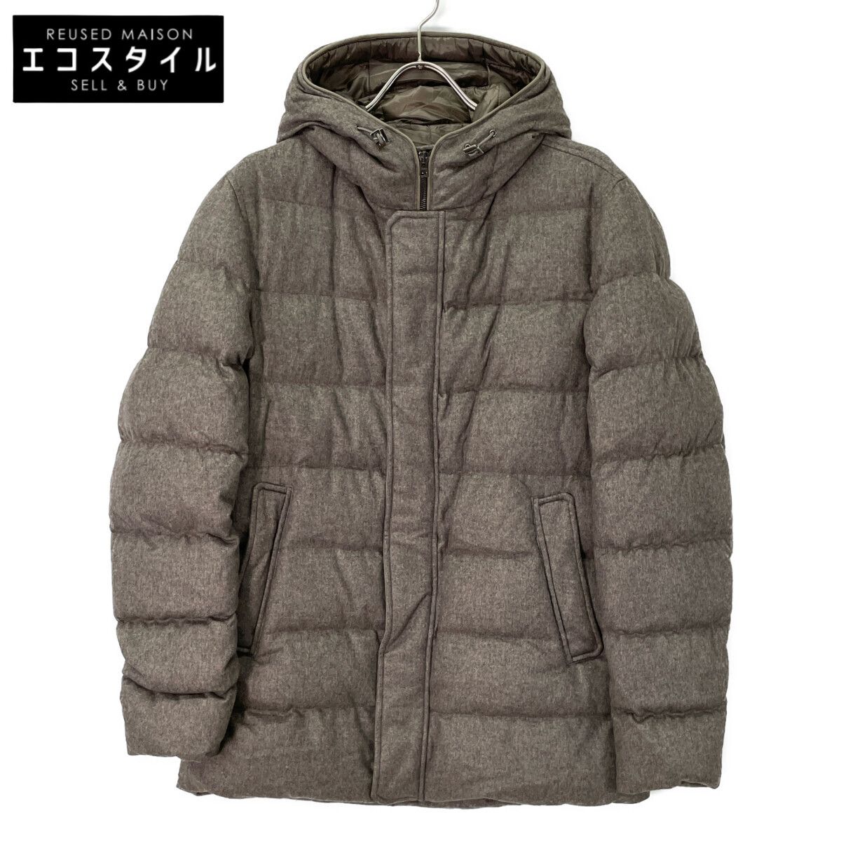 HERNO ヘルノ PI0376U PIACENZA ｸﾞﾚｰｼﾞｭ ｶｼﾐﾔ混 ﾀﾞｳﾝｺｰﾄ 50