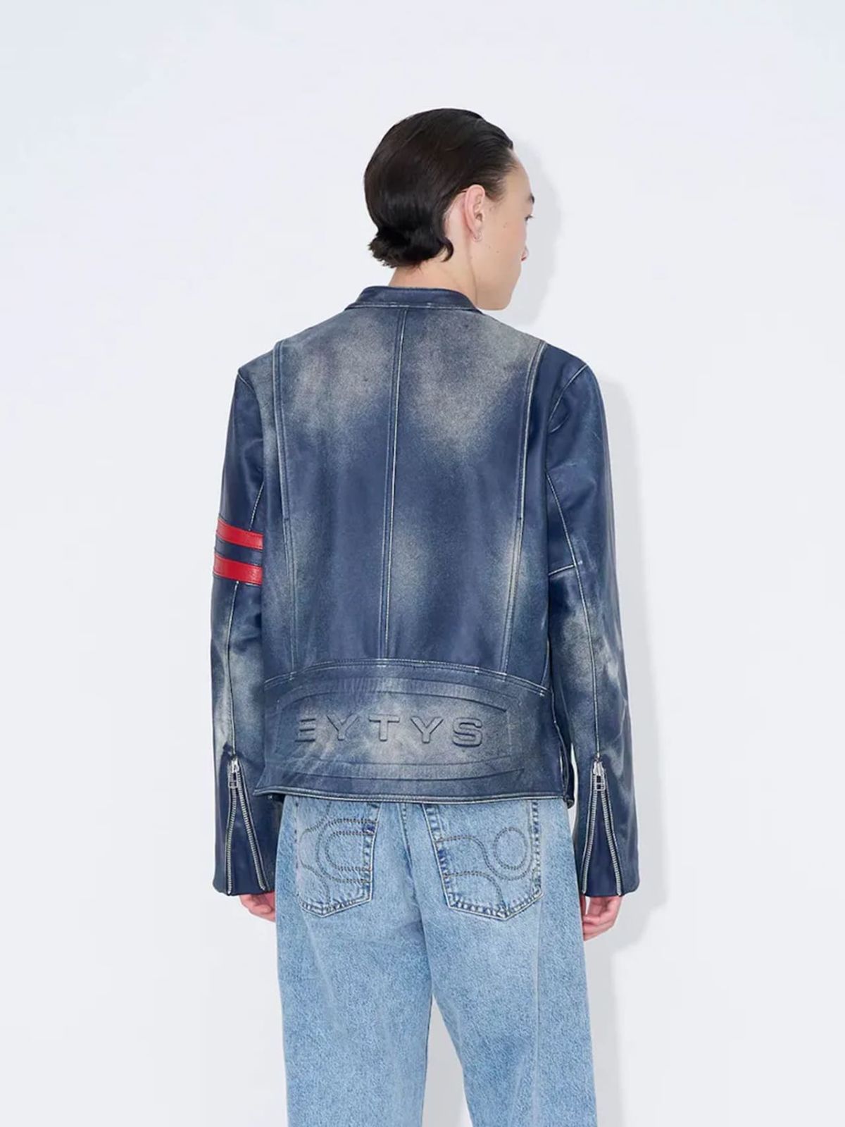 EYTYS (エイティーズ エイティス) DAMON JACKET (NAVY STRIPE) [ライダースジャケット レザージャケット ブランド メンズ レディース ユニセックス] [ネイビー ストライプ]