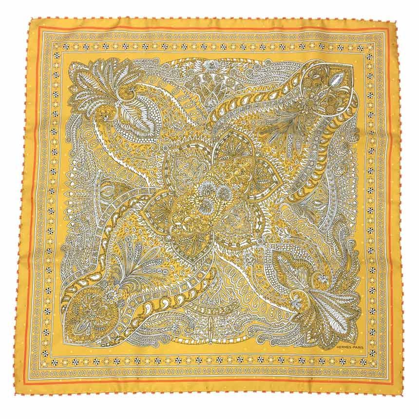 未使用HERMESエルメスCarre 55 カレ55 スカーフBANDANA SOIE 55LE JARDIN DE LA MAHARマハラニの庭aq10021