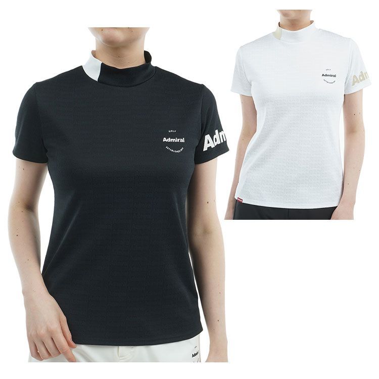 アドミラルゴルフ シャツ モックシャツ レディース 半袖 モックネック 吸水速乾 UVカット ゴルフウェア ブランド ロゴ 無地 春 夏 ADLA507 Admiral golf アドミラルゴルフ シャツ モックシャツ レディース 半袖 モックネック