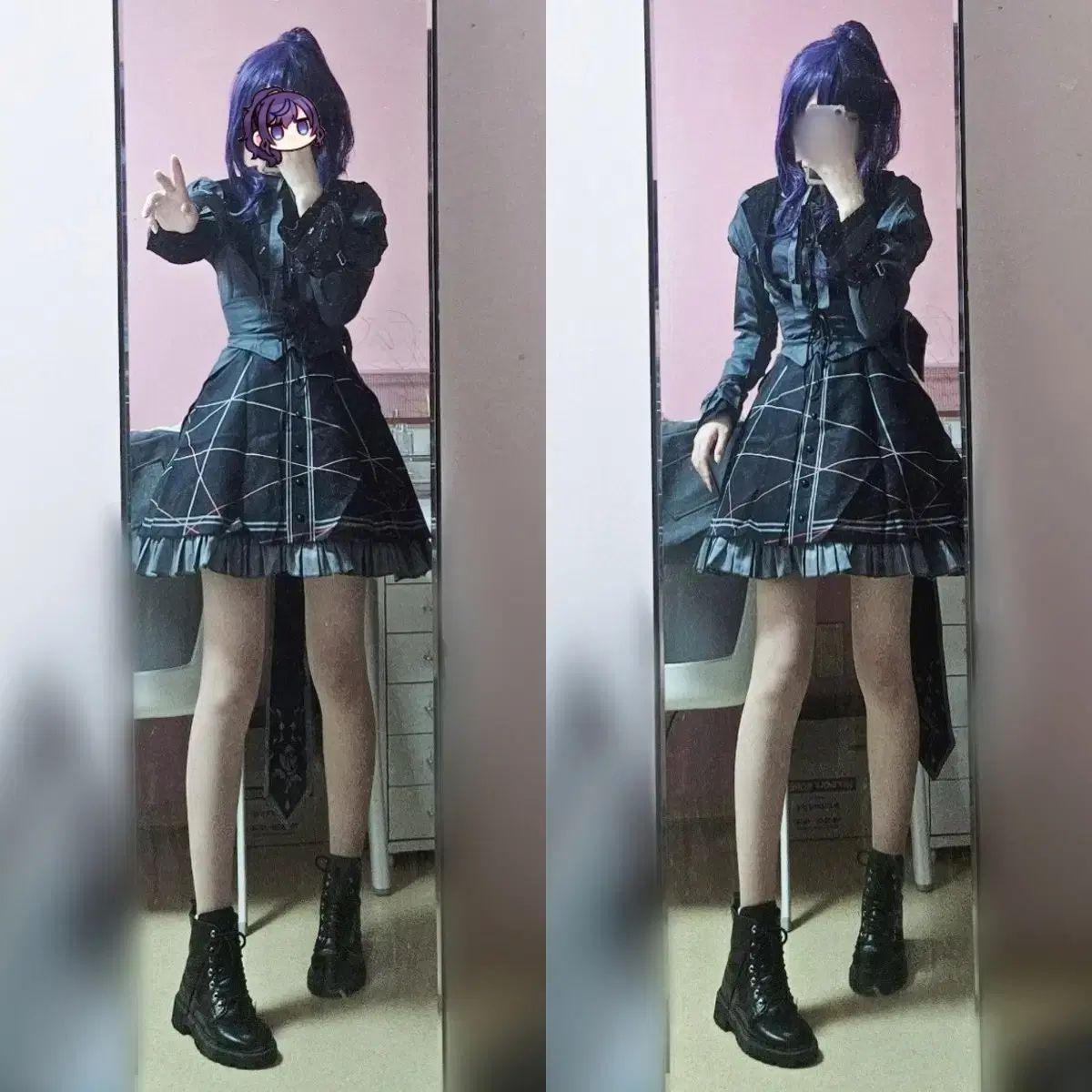 地雷 Ank ブラウス 十字架リボン ノエミー ティアードスカパン