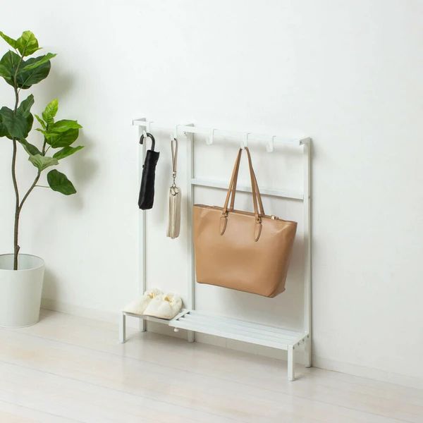 スタイリッシュ コンパクト伸縮カバンラック ホワイト