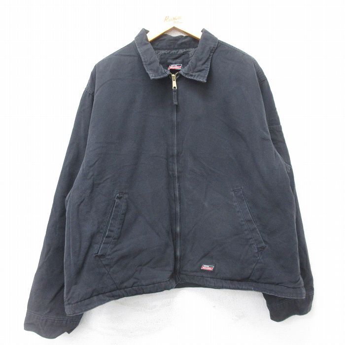 XL/古着 ディッキーズ Dickies 長袖 ジャケット メンズ ダック地 大きいサイズ 黒 ブラック 内側キルティング 25jan09 中古 アウター ジャ