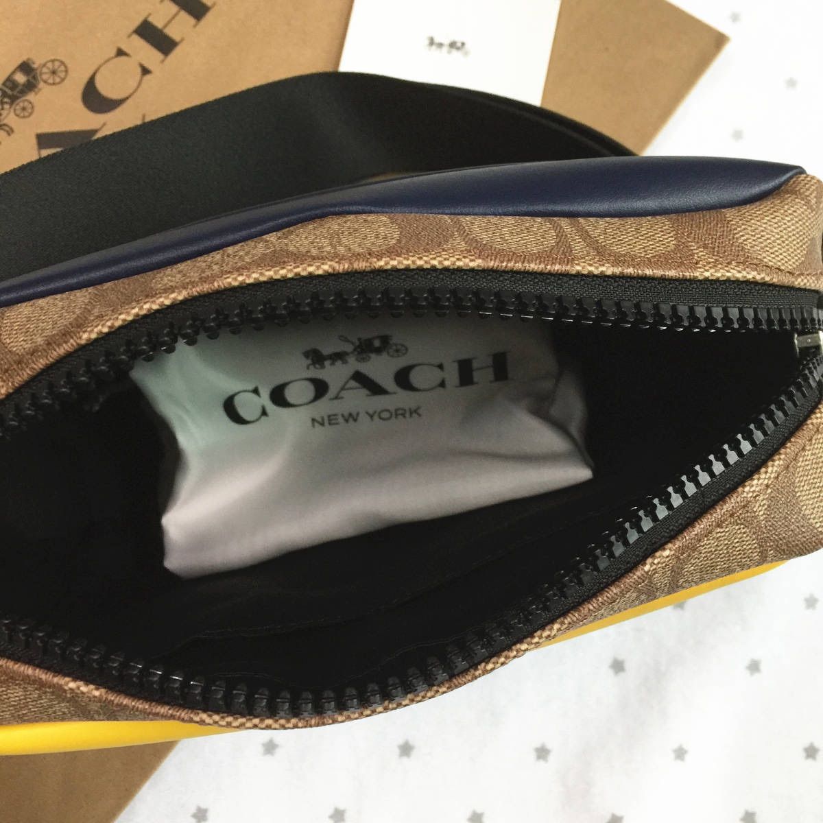 新品未使用】COACH コーチバッグ 2373 イエロー×ネイビー ショルダー