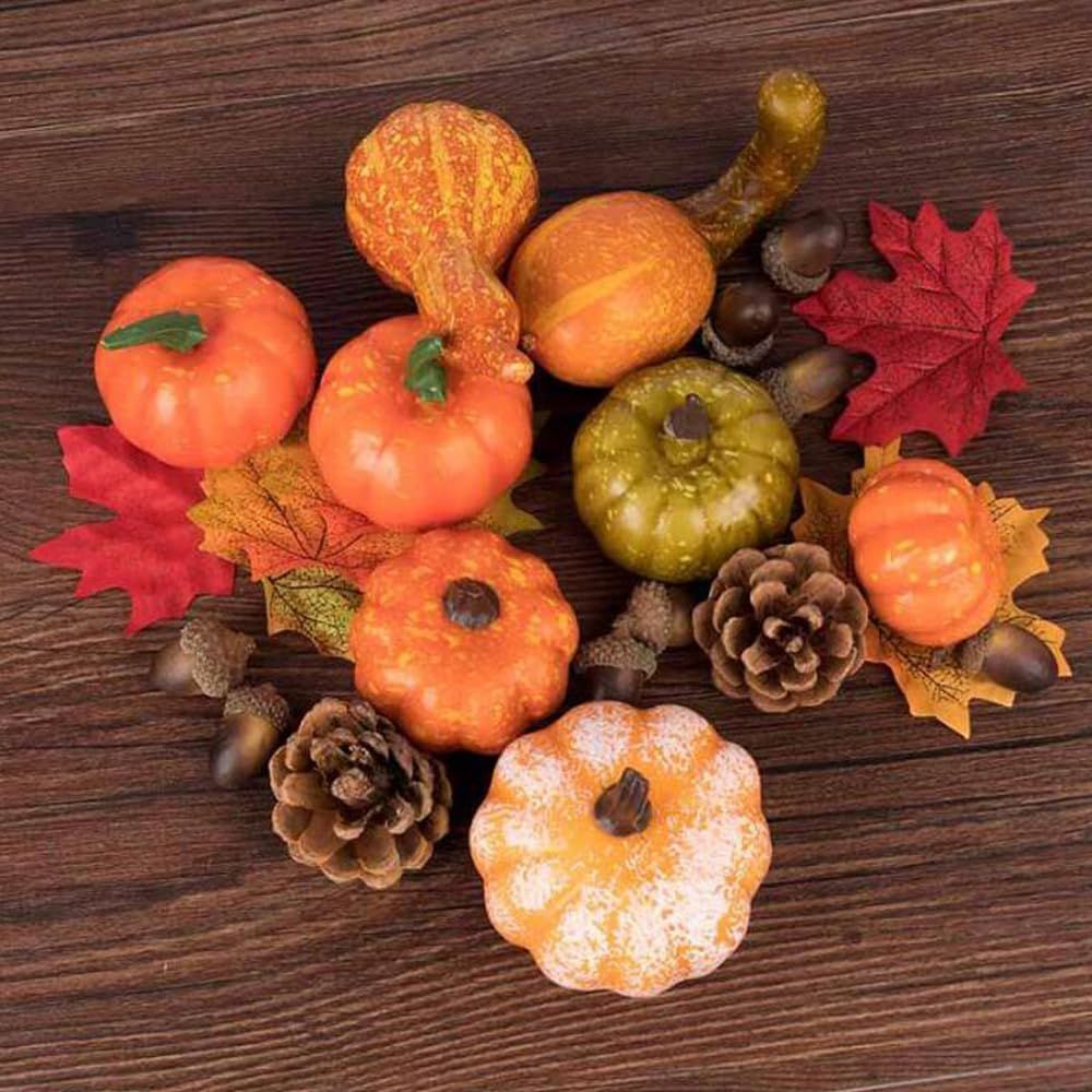 売切注意 感謝祭 ハロウィン クリスマス パーティー パーティー 置物セット 季節飾り 50PCS どんぐり 紅葉 3D立体 松ぼっくり 置物 コウモリ かぼちゃ ミニ 12個 ハロウィン飾り GOODCHI