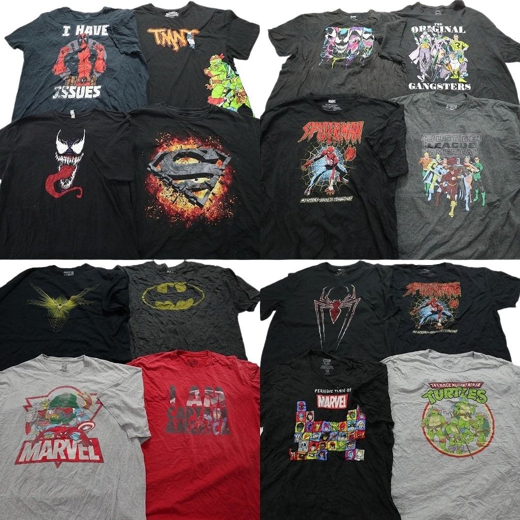 マーベル　DC まとめうり 古着卸 まとめ売り マーベル DCコミック 半袖Tシャツ 16枚セット