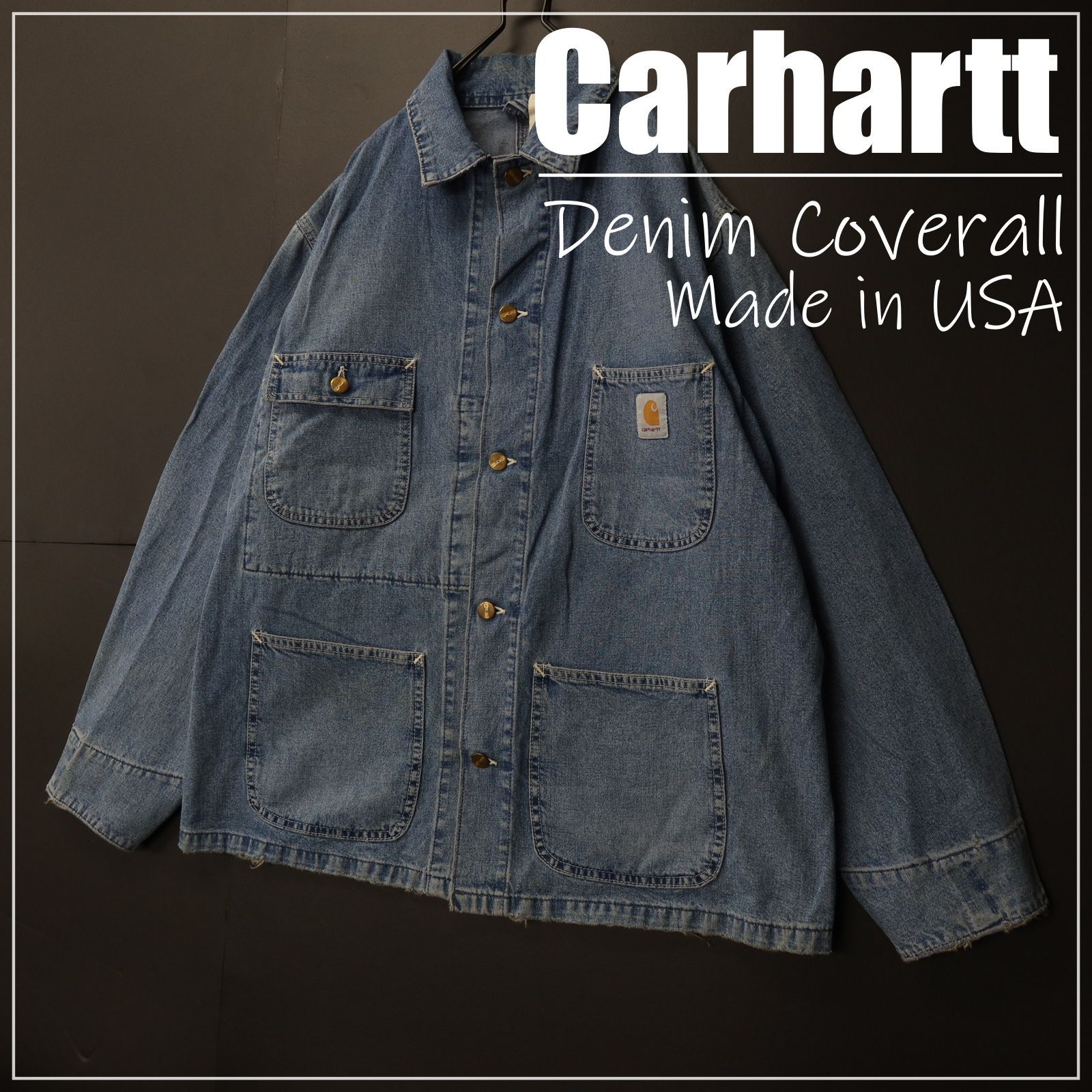 80s Vintage US古着☆Carhartt カーハート デニム カバーオール USA製