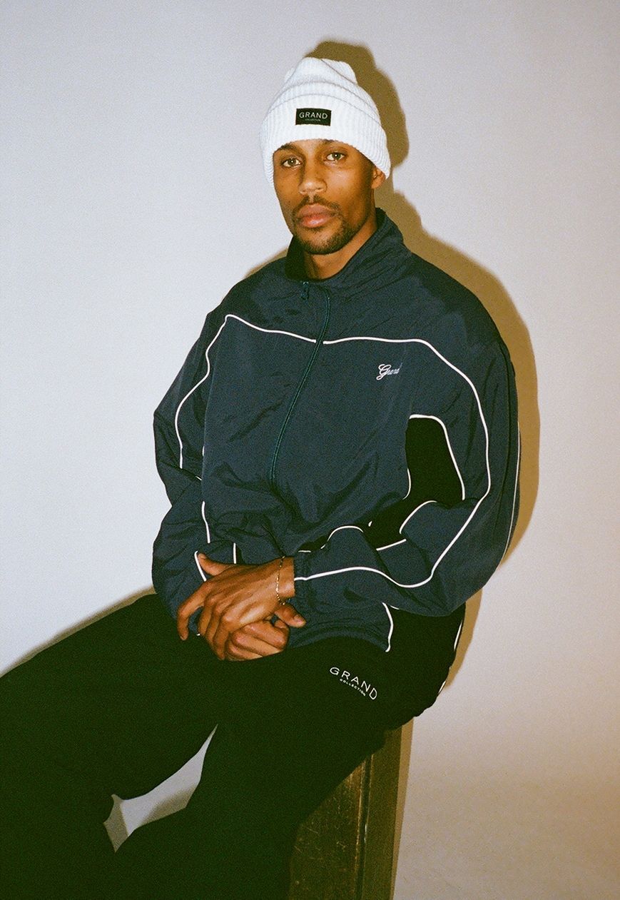 Grand Collection Full Zip Nylon/Fleece Jacket Navy/Black supreme 