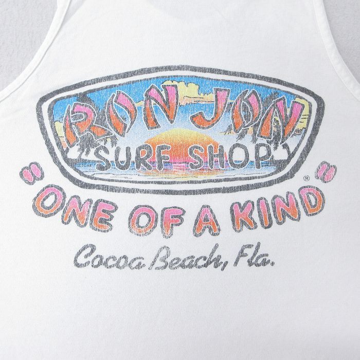古着　RON JON SURF SHOP ロンジョン タンクトップ L 白　短丈 ロンジョン RON JON SURF SHOP タンクトップ ノースリーブT