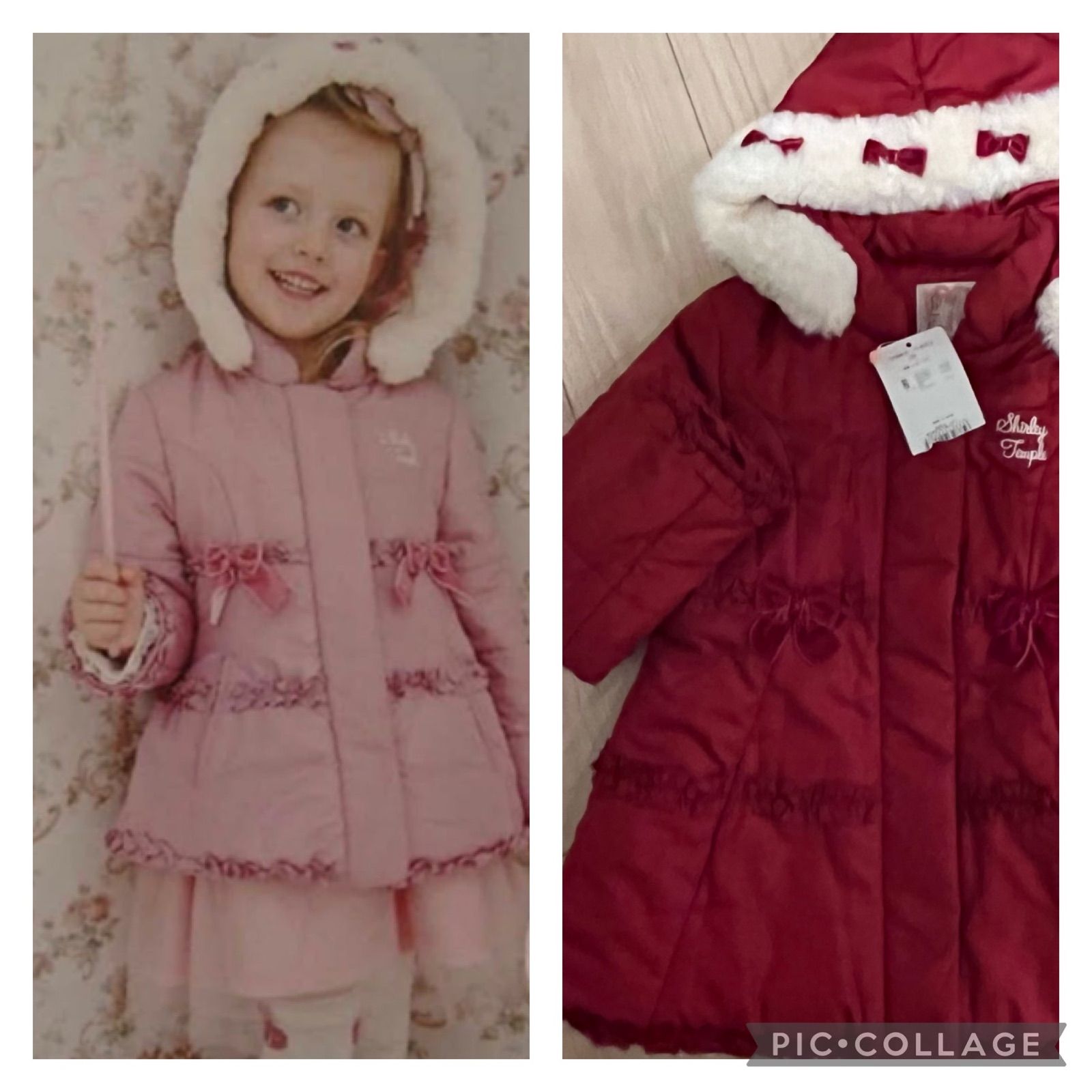 Shirley Temple 赤いリボン付き中綿コート 120cm